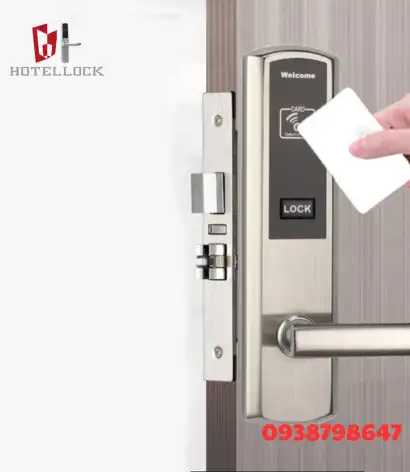 Khóa cửa thông minh khách sạn điện tử RFID bằng thép không gỉ cho độ dày cửa từ 38mm đến 70mm