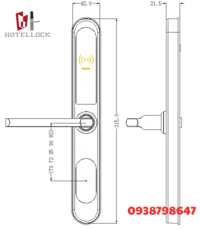 Khóa cửa khách sạn kiểm soát truy cập RFID bằng Euro Mortise