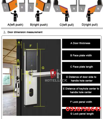 Khóa cửa cảm ứng khách sạn bằng thẻ RFID thông minh thép không gỉ 304