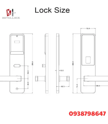 Khóa cửa khách sạn điện tử 304 Inox – Khóa thẻ từ RFID Mortise ACMEEN