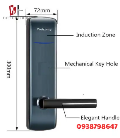 Khóa cửa khách sạn bằng hợp kim kẽm RFID thông minh M1 13.56MHZ
