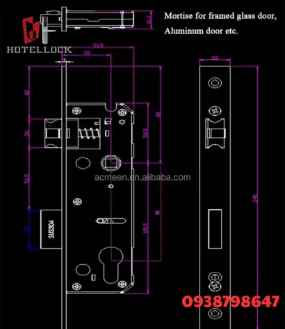 Khóa khách sạn RFID- 3585 khóa cơ khí RFID kiểm soát truy cập cửa khách sạn phù hợp với độ dày cửa 30mm