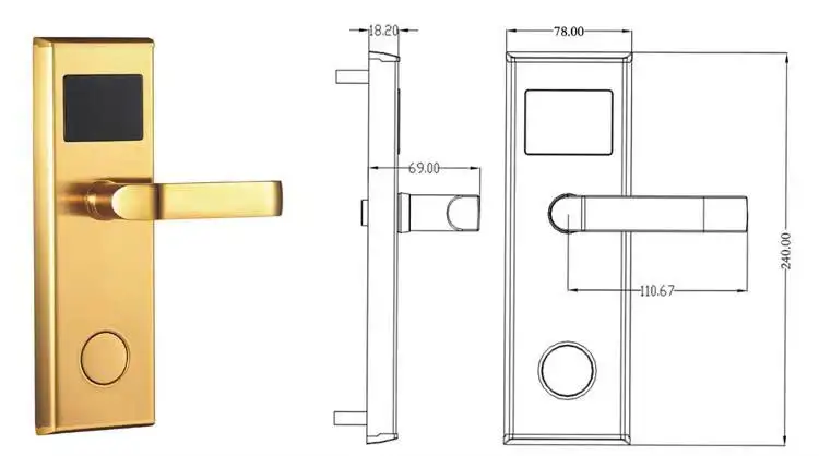 Khóa cửa khách sạn điện tử thông minh thẻ RFID 125Khz