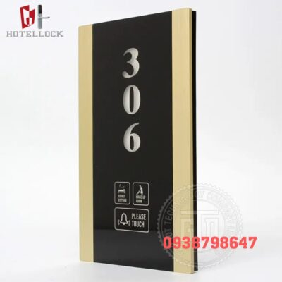 Tấm bảng gắn cửa khung vàng khách sạn sang trọng G19WP-AGDV