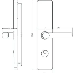 Khóa cửa khách sạn RFID 304 Stainless Steel 330×77 – Smart Card