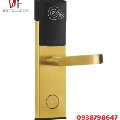 Khóa thẻ RFID hỗ trợ thẻ nhớ thép không gỉ màu vàng, kết nối SDK, khóa khách sạn